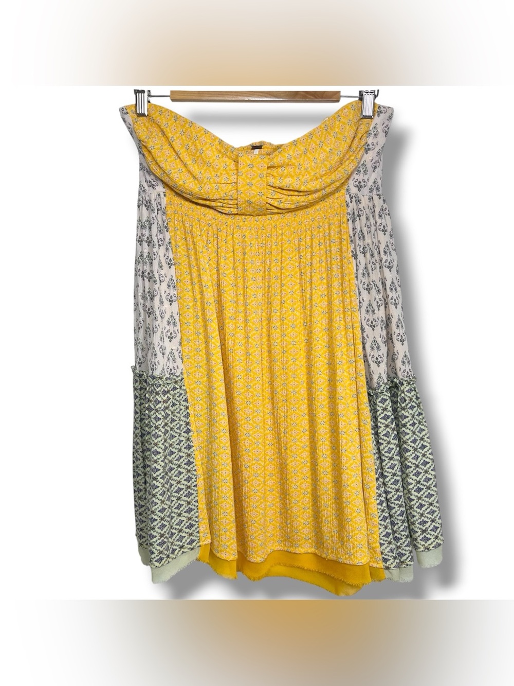 Free People Across the Sea Tunic Flowy Boho Chic Floral Print Patchwork Dress, S